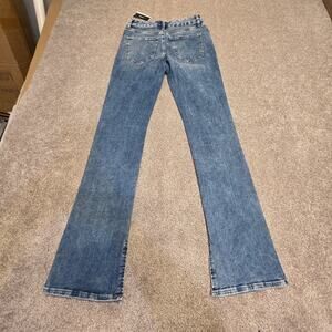 retro streetwear denim Distressed Flared Express Skyscraper Mid Rise Jeans sz M
